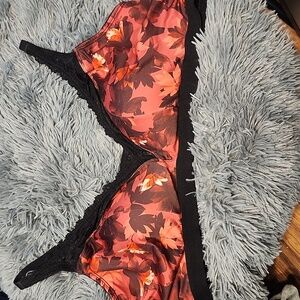 Torrid Deep V-Neck Padded Bralette Microfiber Lace Floral Red 3X